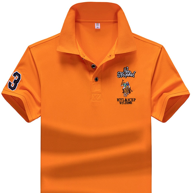 Gesticktes Herren-Business-Casual-Poloshirt M-4XL, Kurzarm-Poloshirt Kunstfaser