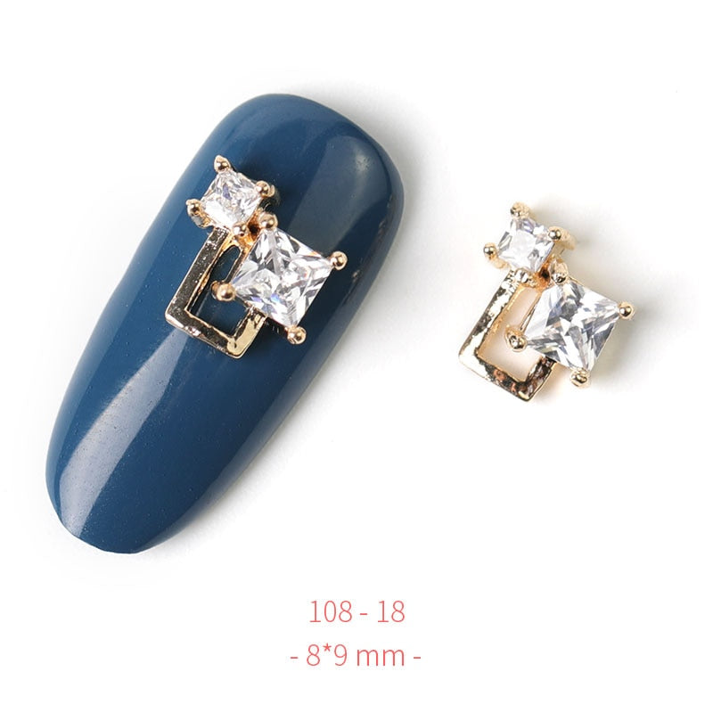 HNUIX 2Pieces 3D Metal Nail art Jewelry Japanese Nail Decorations Top Quality Crystal Manicure Zircon Diamond Charms Pendants