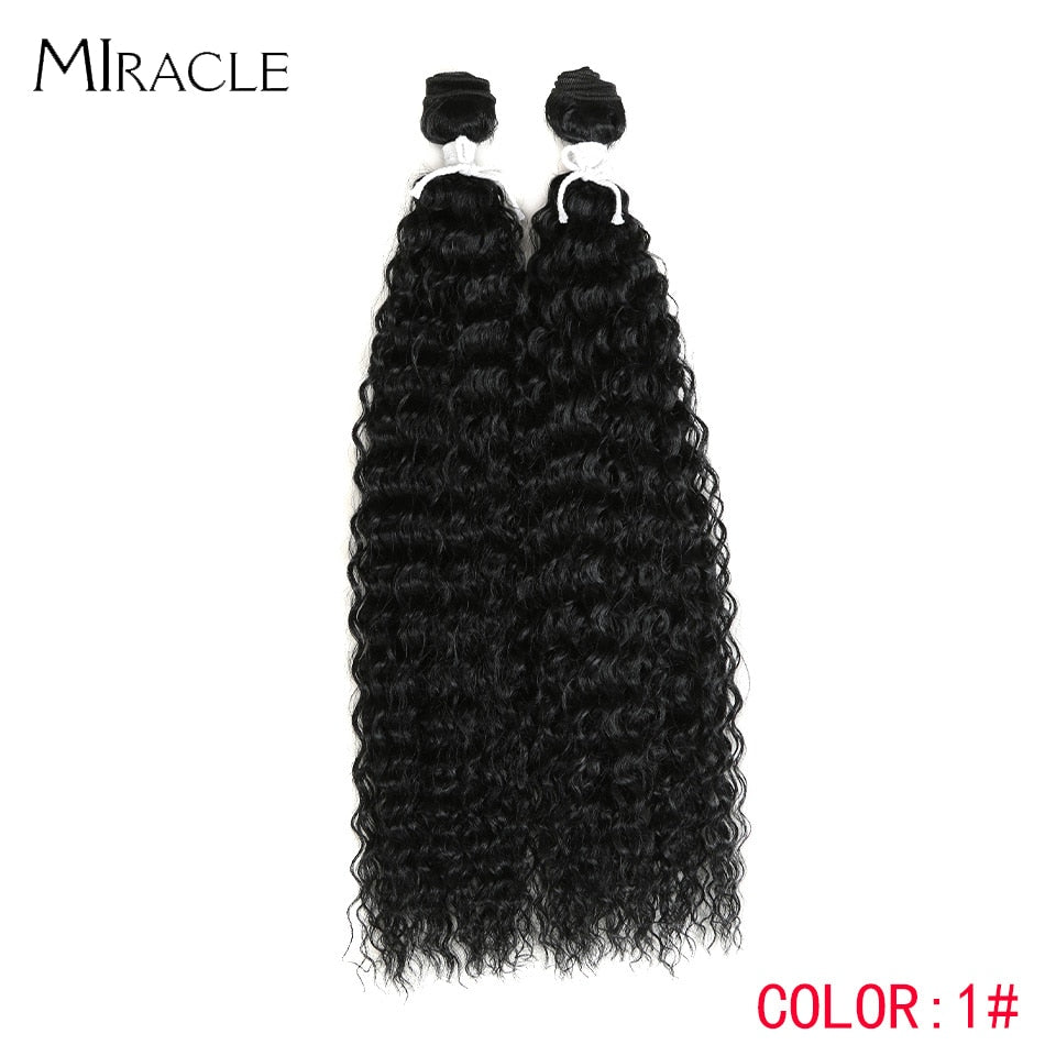 Afro Kinky Curly Hair Wave Synthetisches Haar Hitzebeständig Deep Wave Hair Bundles Extensions Braun 2Pcs / Lot 26Inch
