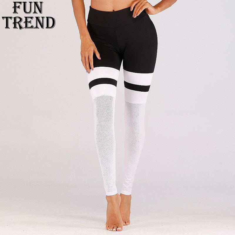 Mesh Patchwork Damen Sport Leggings, Damen Hohe Taille
