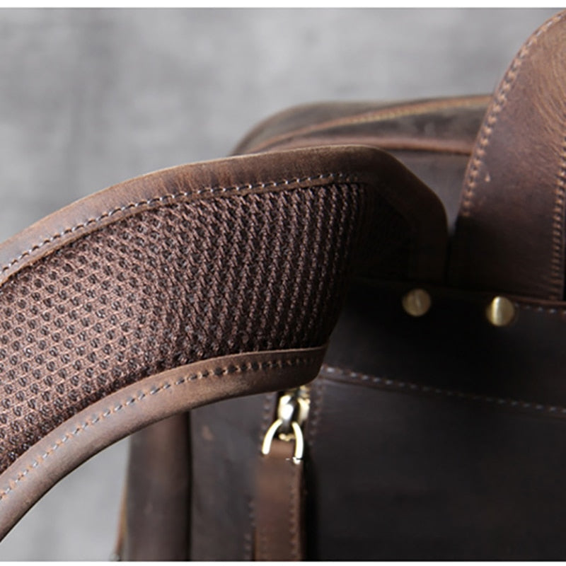 Retro Herren Head Rindsleder, Umhängetasche Leder handgefertigter Laptoprücksack