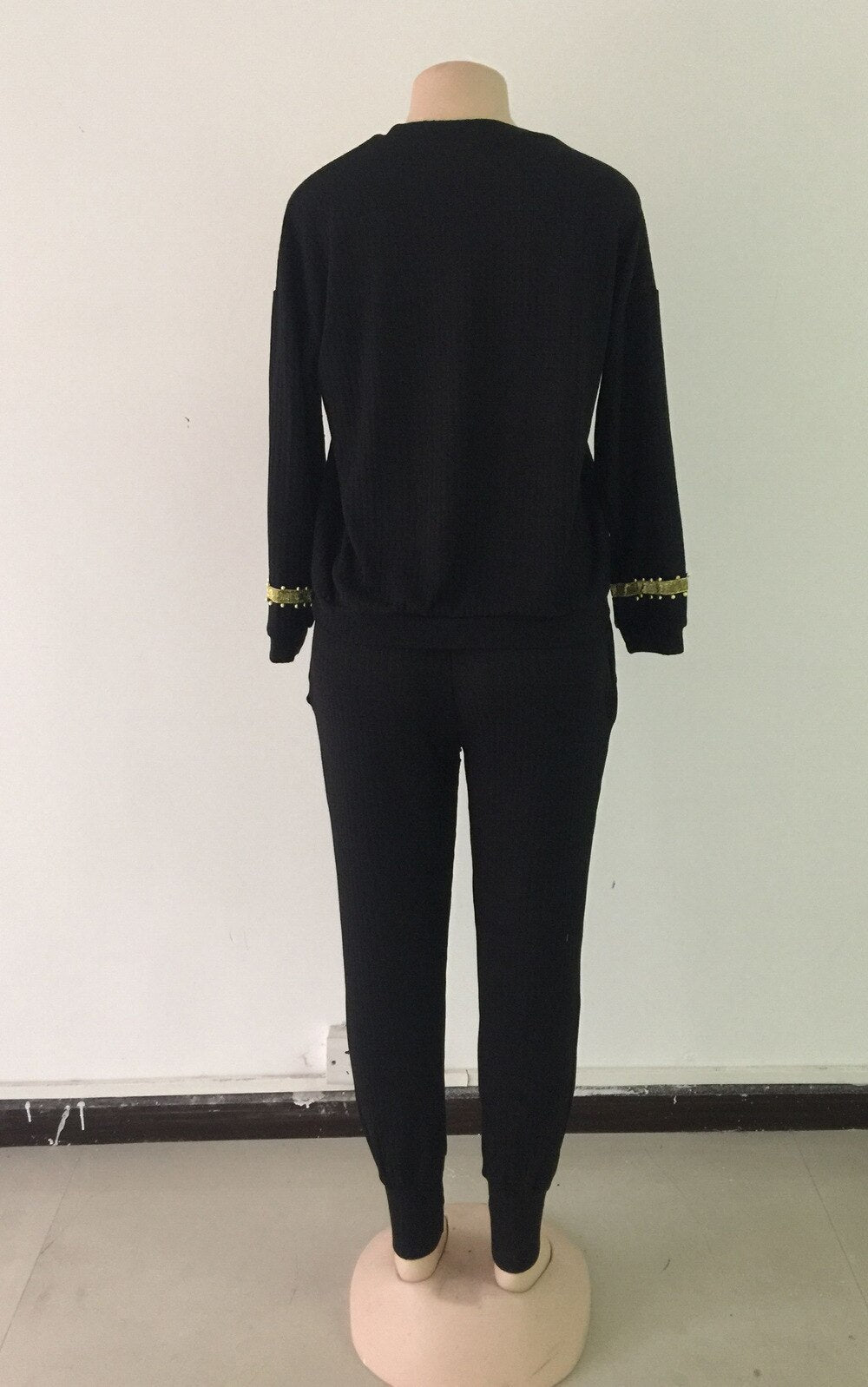 Damen Zweiteiliges Set-Strick Trainingsanzug mit Pailletten Perlen