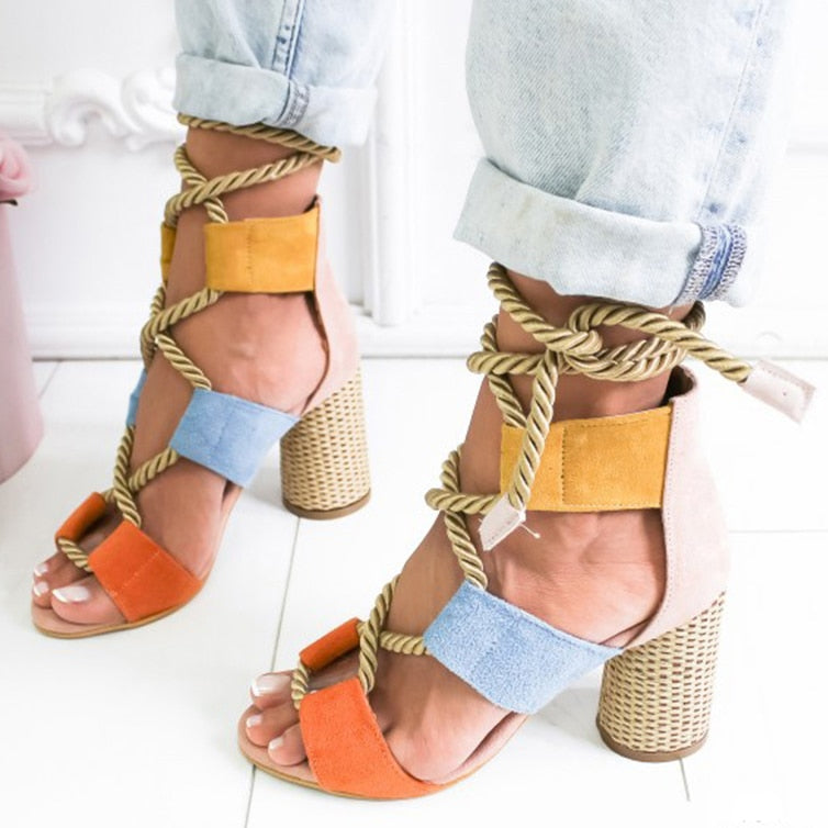 Frauen Pumps Sandalen Für Party, Hochzeit mit dicken Absätzen