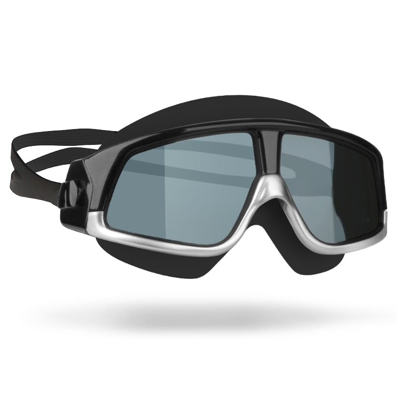 Schwimmbrille für Männer und Frauen, beschlagfrei, UV-Schutz, großer Rahmen, für Erwachsene