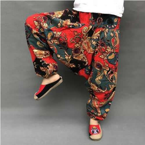 Baggy-Haremshose für Damen, kausaler Druck, Hippie-Jogginghose