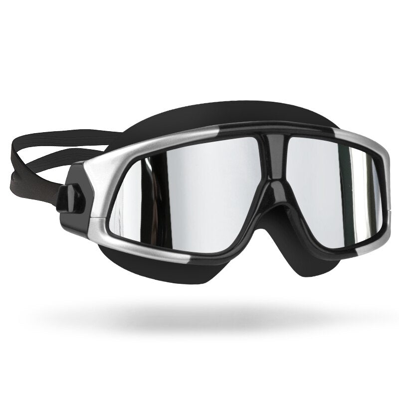 Schwimmbrille für Männer und Frauen, beschlagfrei, UV-Schutz, großer Rahmen, für Erwachsene