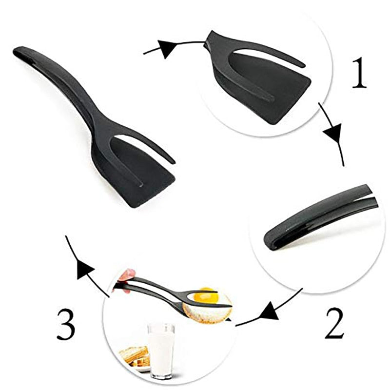 Multifunktion 2 in 1 Nylon Griff und Flip für Perfekte Pancake | Antihaftbeschichtung Fried Egg Turners Set Silikon Zange Küche Küchenutensilien
