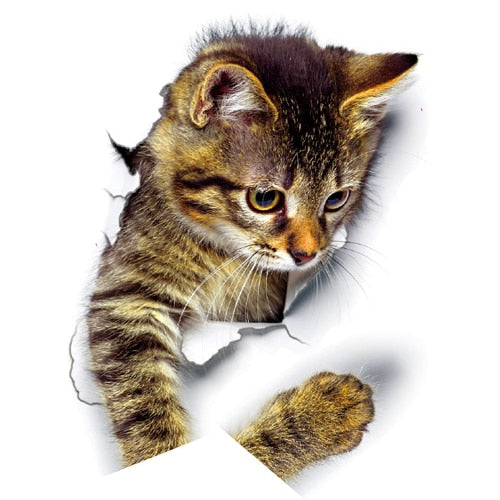 Katzen 3D-Wandaufkleber, Toilettenaufkleber, Lochansicht, lebendige Hunde, Badezimmer, für Heimdekoration, Tiere, Vinyl-Aufkleber, Kunst, Tapete, Poster