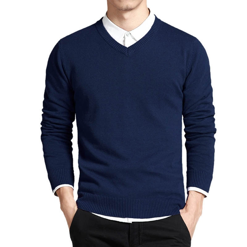 Varsanol Baumwollpullover Männer, Langarm Pullover Outwear V-Ausschnitt in 8 Farben
