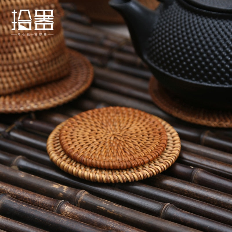 6 teile/los Kreative Untersetzer Set Cup Kissen Kungfu Tee Set, Geschirr Tischset, Dish Mat Rattan