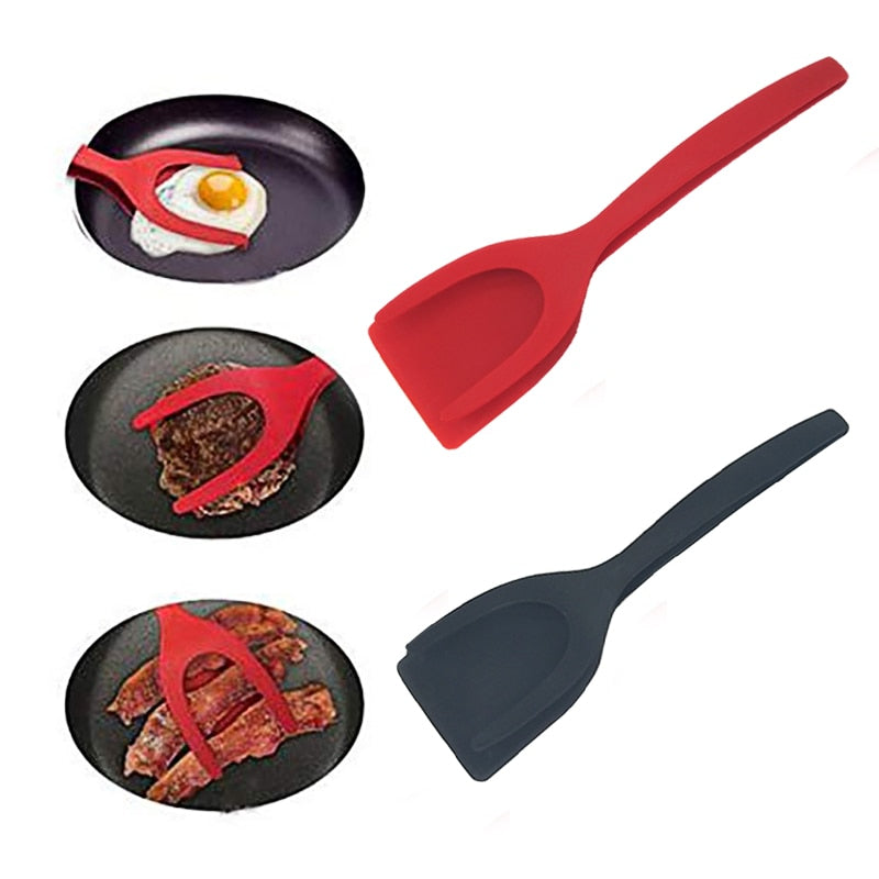 Multifunktion 2 in 1 Nylon Griff und Flip für Perfekte Pancake | Antihaftbeschichtung Fried Egg Turners Set Silikon Zange Küche Küchenutensilien