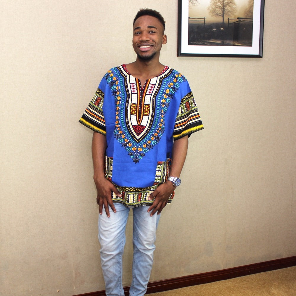 2023 neue Mode Design afrikanischen traditionellen Druck 100% Baumwolle, Dashiki T-Shirt für Herren