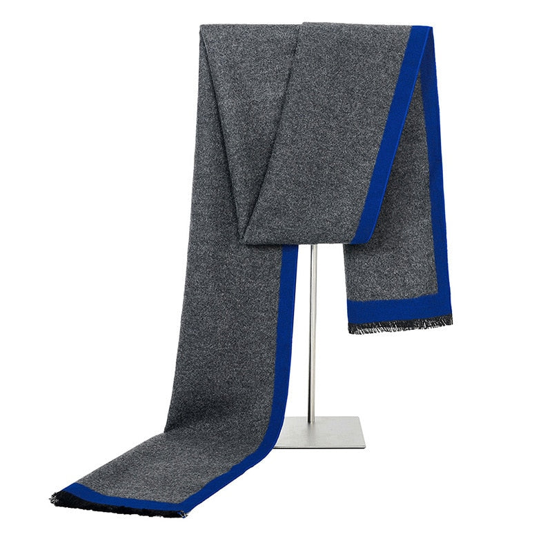 Herbst/Winter Herren Grau gestreifte Business Schals, Kaschmirschal für Gentleman