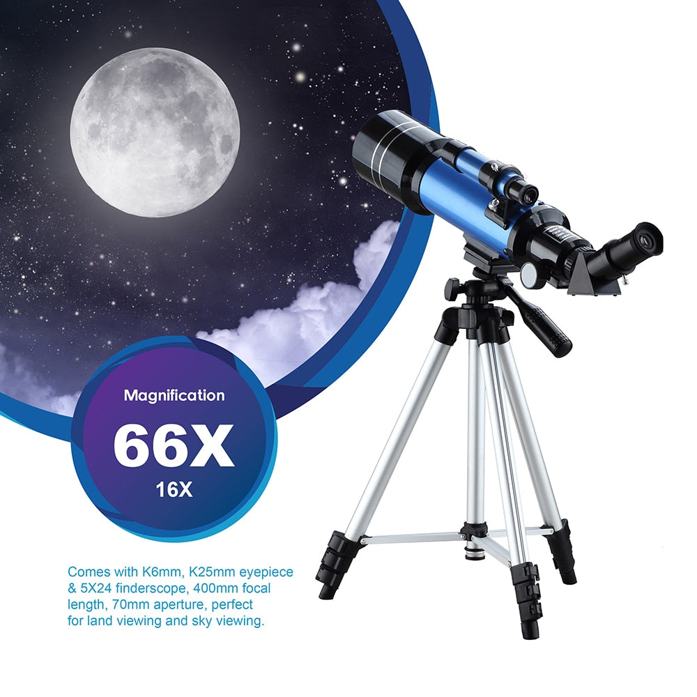 Teleskop mit verstellbarem Stativ-Telefonadapter, Terrestrial Space Monocular für Anfänger