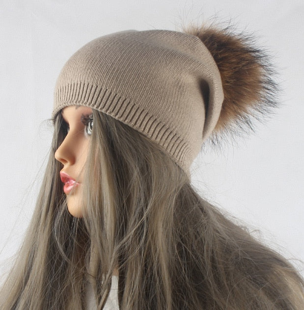 Frauen Wolle gestrickte Skullies Mützen, Lässige weibliche Kaschmirmütze