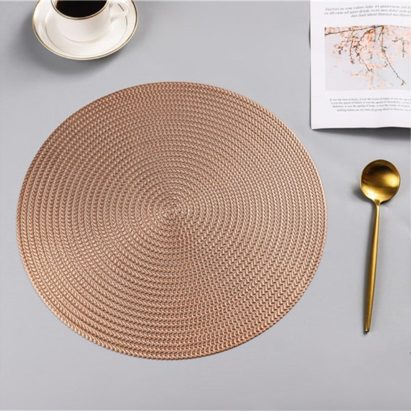 38 cm Runde PVC Tischset Küche, Esstisch Matten Steak Pad mit Verbrühungsschutz
