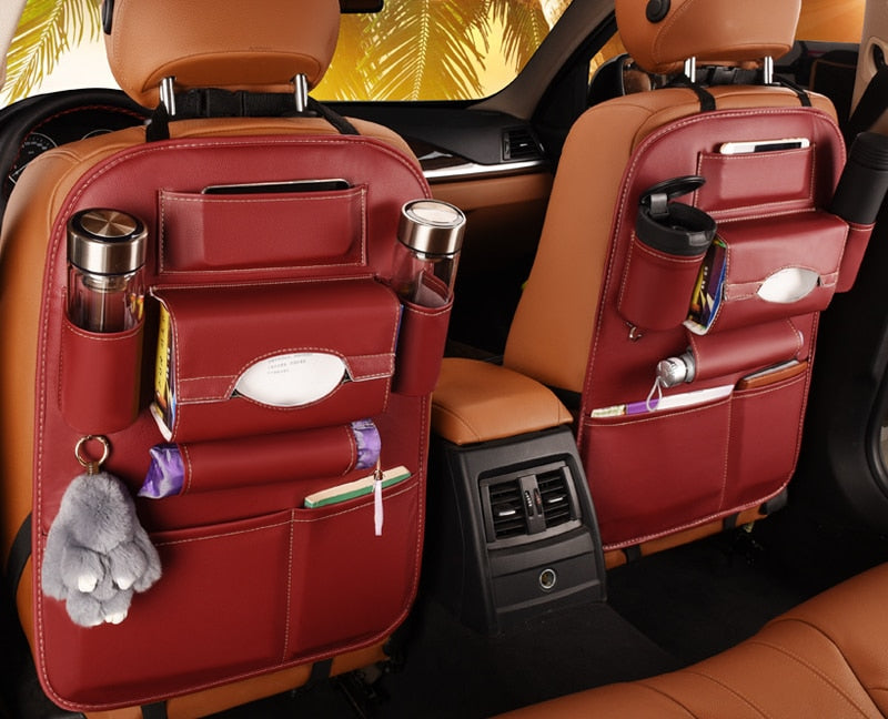 Leder Autositz Zurück-Aufbewahrungstasche, Universal Auto Rücksitz Organizer, Hängetaschen kindersitz Multifunktions aufbewahrungsbox