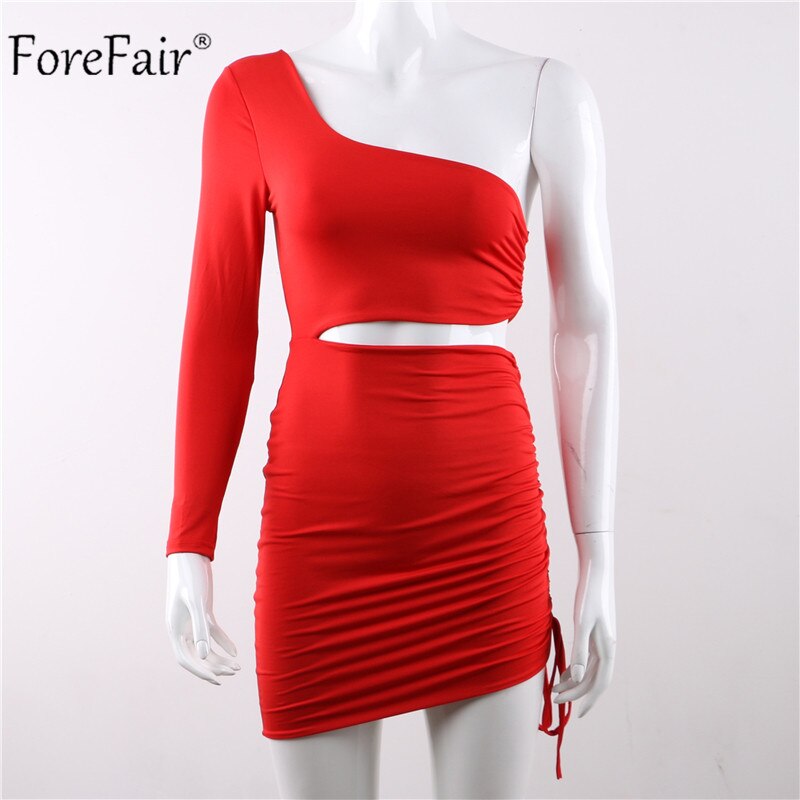 Sexy One Shoulder Mini Kleid für Frauen, Unregelmäßig Trägerlos, Party Club Dress