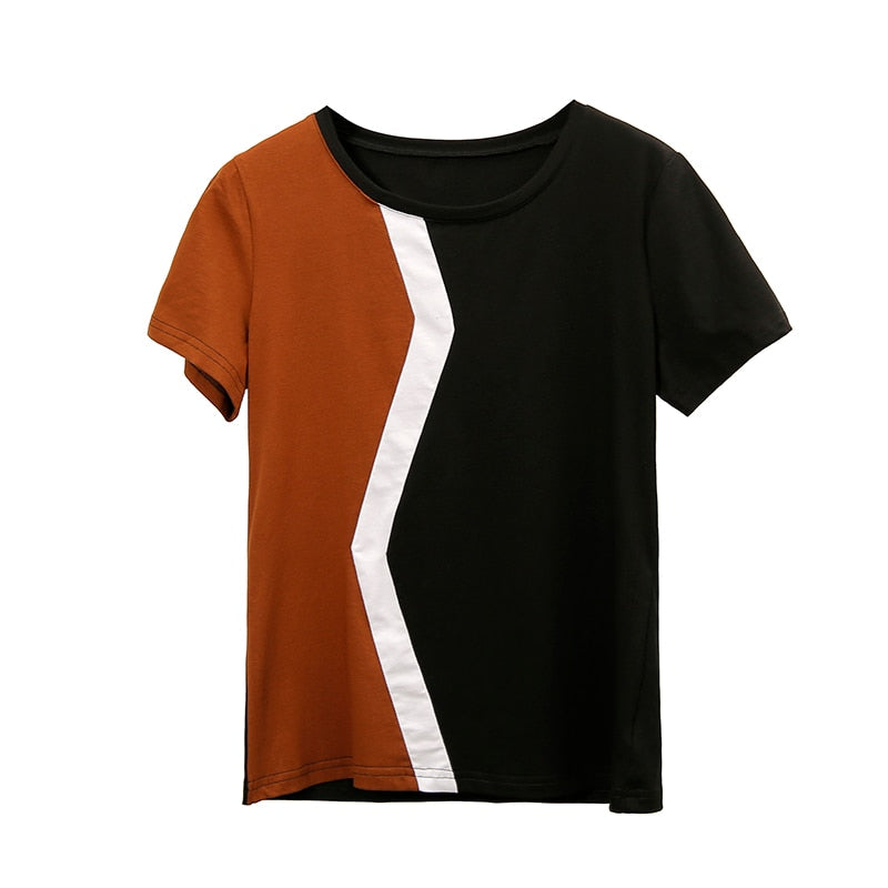 Damen Tops 2023 Kühlen Kurzarm Shirt Koreanischen Stil, Casual Nähte Weibliches Hemd