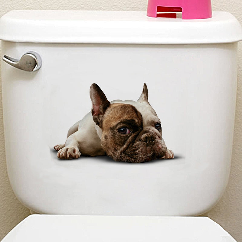 Katzen 3D-Wandaufkleber, Toilettenaufkleber, Lochansicht, lebendige Hunde, Badezimmer, für Heimdekoration, Tiere, Vinyl-Aufkleber, Kunst, Tapete, Poster
