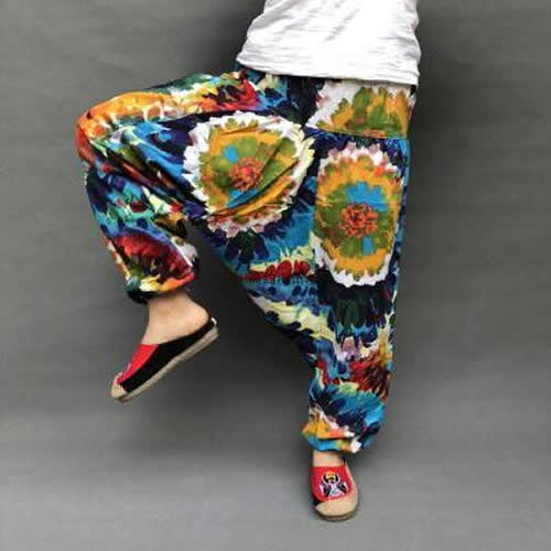 Baggy-Haremshose für Damen, kausaler Druck, Hippie-Jogginghose