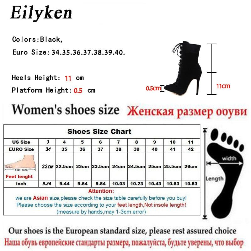 Eilyken Neue Punk Frauen Ankle Stiefel, High Heel Schwarz, Chelsea Booties Pumps