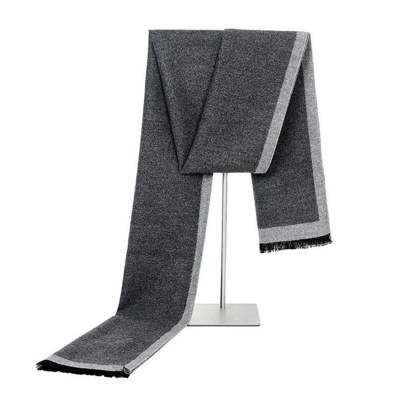 Herbst/Winter Herren Grau gestreifte Business Schals, Kaschmirschal für Gentleman