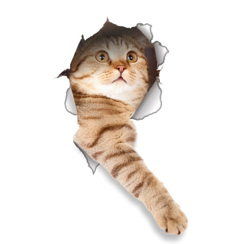 Katzen 3D-Wandaufkleber, Toilettenaufkleber, Lochansicht, lebendige Hunde, Badezimmer, für Heimdekoration, Tiere, Vinyl-Aufkleber, Kunst, Tapete, Poster