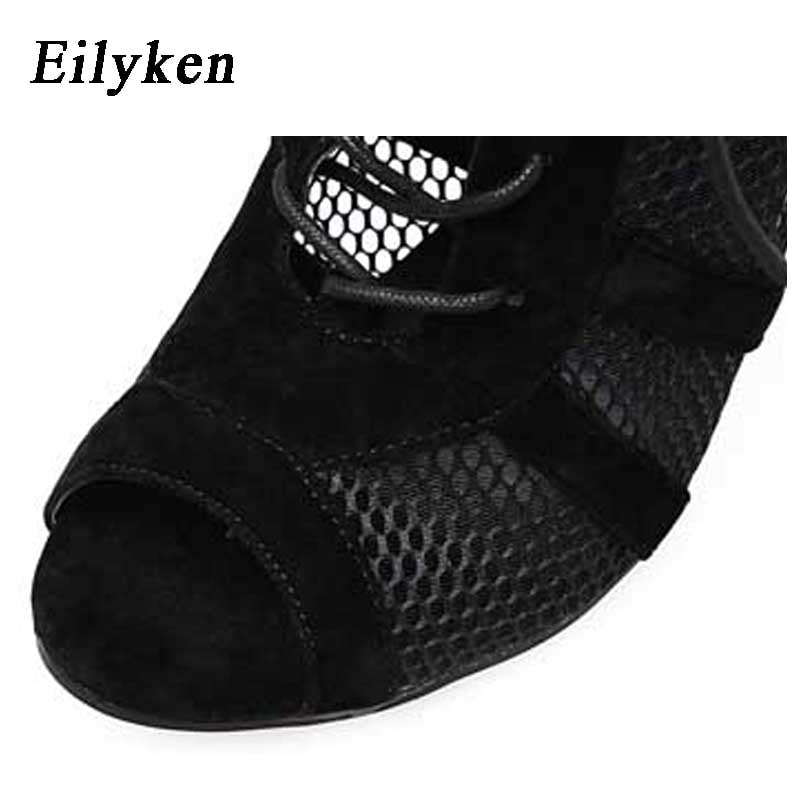 High Heel Eilyken Model 2023 Schwarz, Sommer Sandalen Lace Up