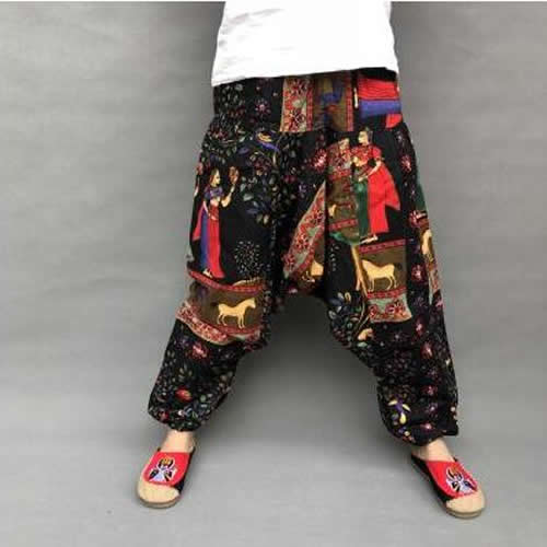 Baggy-Haremshose für Damen, kausaler Druck, Hippie-Jogginghose