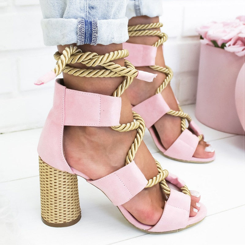 Frauen Pumps Sandalen Für Party, Hochzeit mit dicken Absätzen