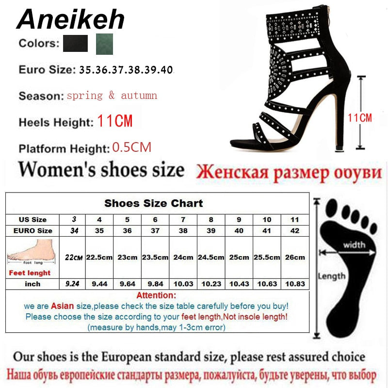 Frauen Mode Offene Zehe Strass Design, High Heel Kristall Knöchel, Diamant Gladiator Schwarz Größe 35-42