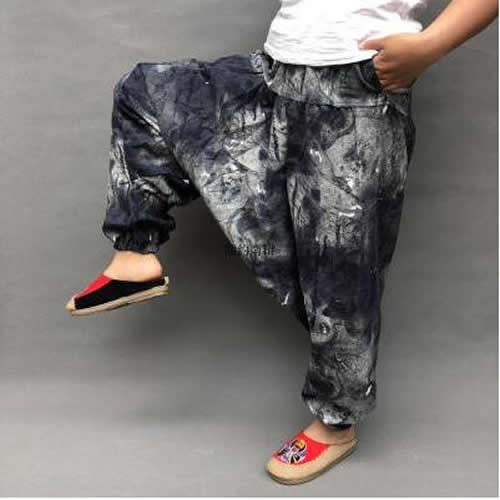 Baggy-Haremshose für Damen, kausaler Druck, Hippie-Jogginghose
