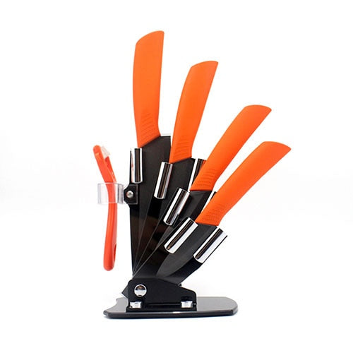 Hochwertige Keramikküchenmesser -Set, Schäler + Acryl-Halter / Stand Koch Küchenmesser