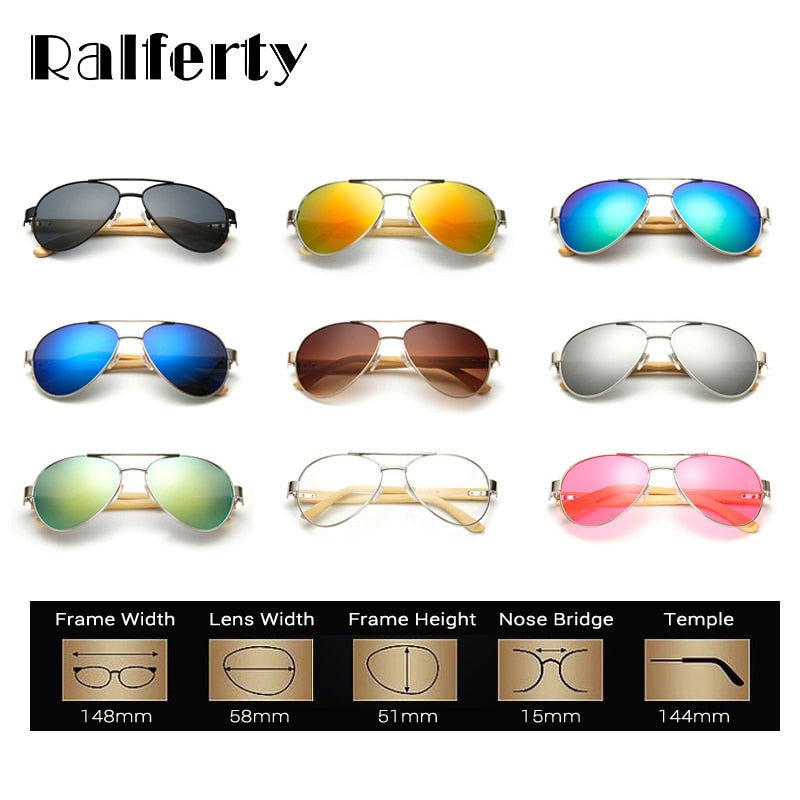 Ralferty Vintage Pilot Wood Sonnenbrille Herren & Damen UV400, Gradient Sonnenbrille
