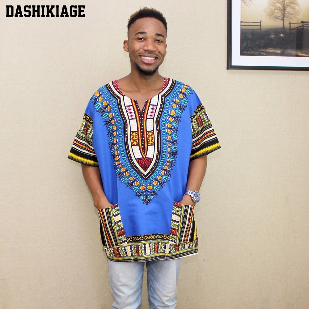 2023 neue Mode Design afrikanischen traditionellen Druck 100% Baumwolle, Dashiki T-Shirt für Herren
