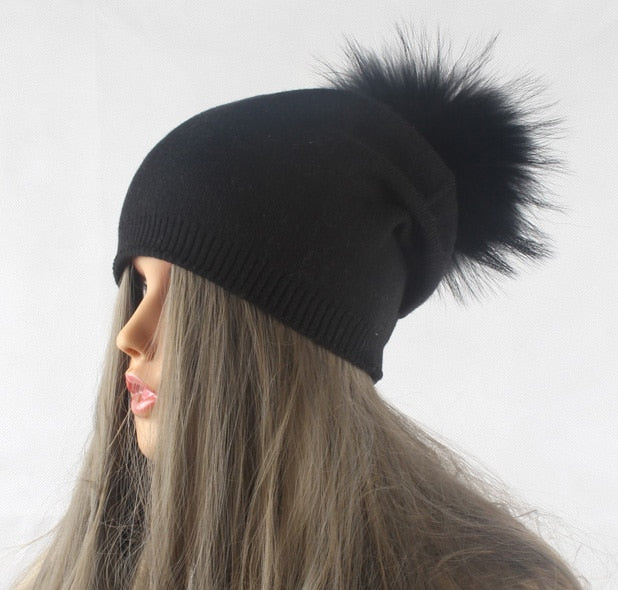 Frauen Wolle gestrickte Skullies Mützen, Lässige weibliche Kaschmirmütze