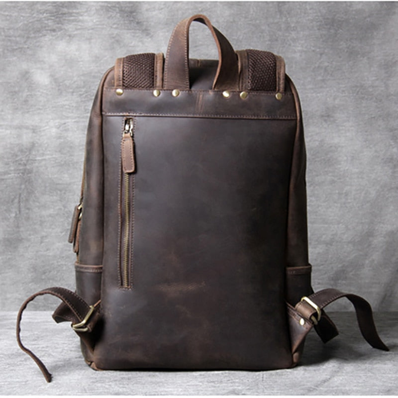 Retro Herren Head Rindsleder, Umhängetasche Leder handgefertigter Laptoprücksack