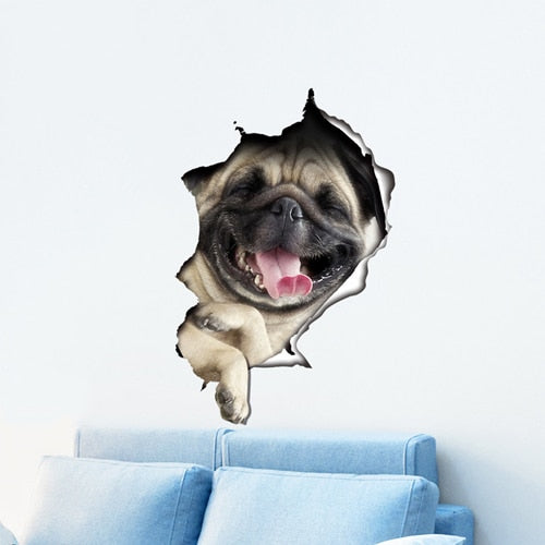Katzen 3D-Wandaufkleber, Toilettenaufkleber, Lochansicht, lebendige Hunde, Badezimmer, für Heimdekoration, Tiere, Vinyl-Aufkleber, Kunst, Tapete, Poster