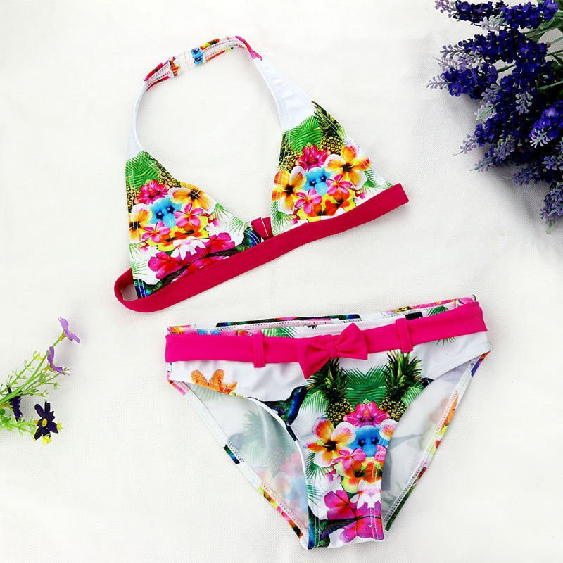 Sommer Mädchen Split Bikini, nette Blume und Tiermuster