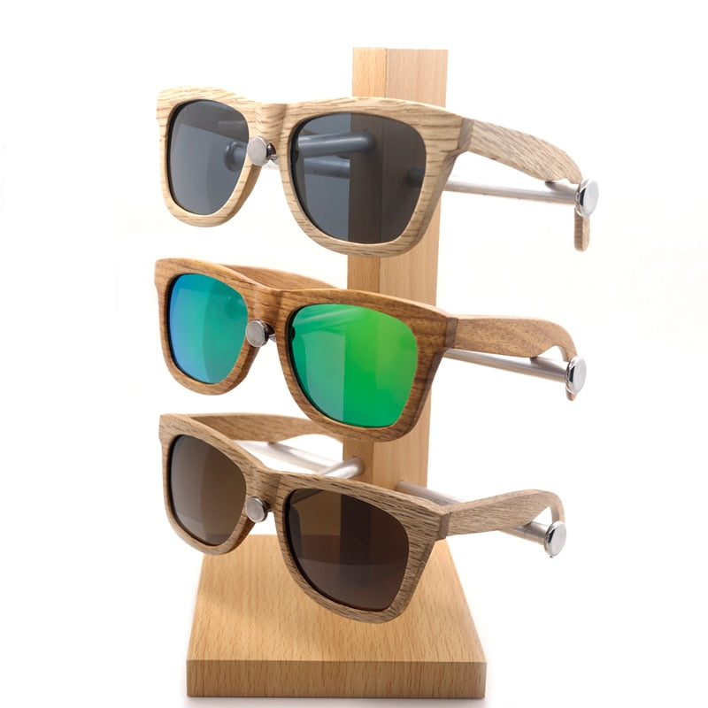 Damen & Herren Sonnenbrille, Handarbeit Natur Holz Polarisierte Brillengestell inklusive Holz Geschenkbox