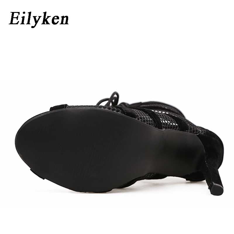 High Heel Eilyken Model 2023 Schwarz, Sommer Sandalen Lace Up