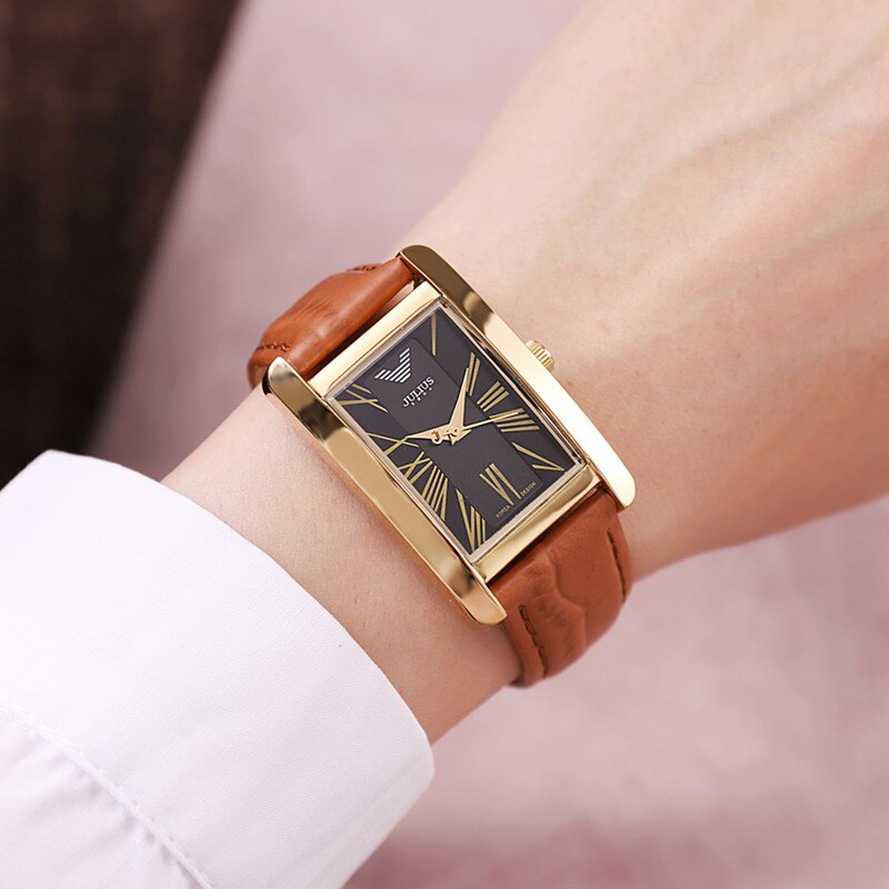 Klassische Frauen & Männer Luxus Armbanduhr aus Leder
