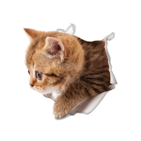 Katzen 3D-Wandaufkleber, Toilettenaufkleber, Lochansicht, lebendige Hunde, Badezimmer, für Heimdekoration, Tiere, Vinyl-Aufkleber, Kunst, Tapete, Poster