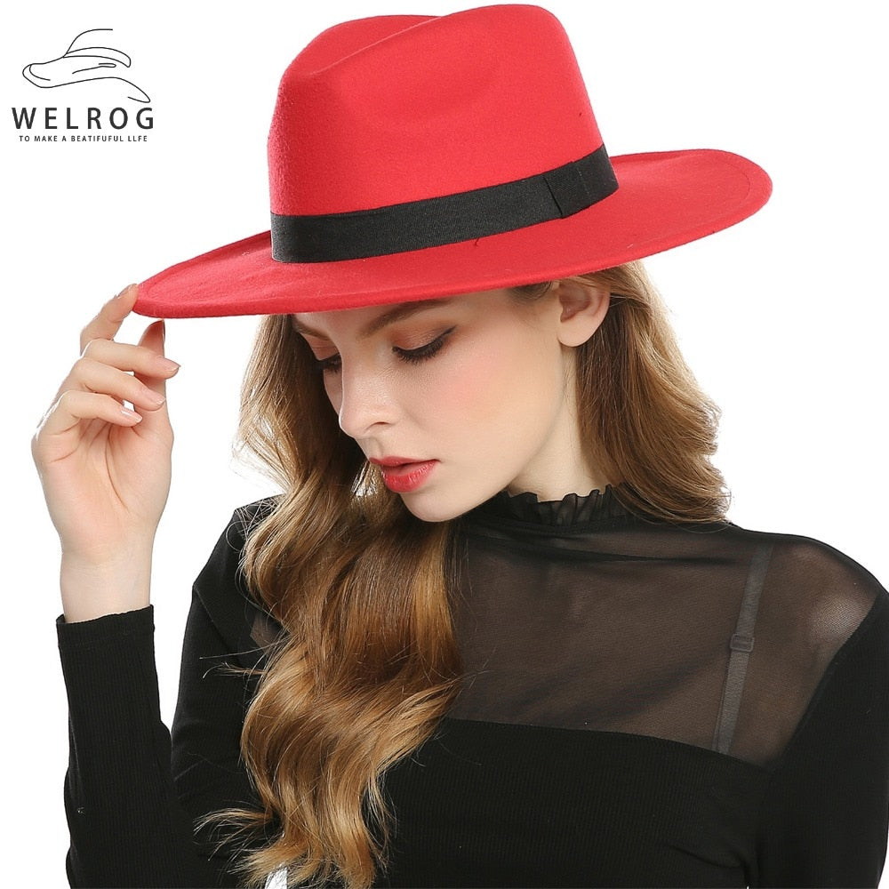 Schwarz Rot Fedora Hüte Für Frauen