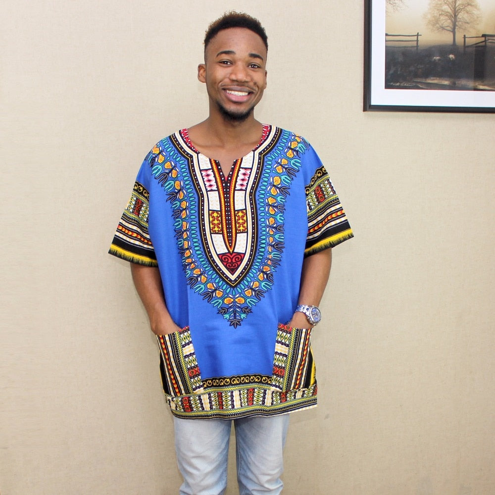 2023 neue Mode Design afrikanischen traditionellen Druck 100% Baumwolle, Dashiki T-Shirt für Herren