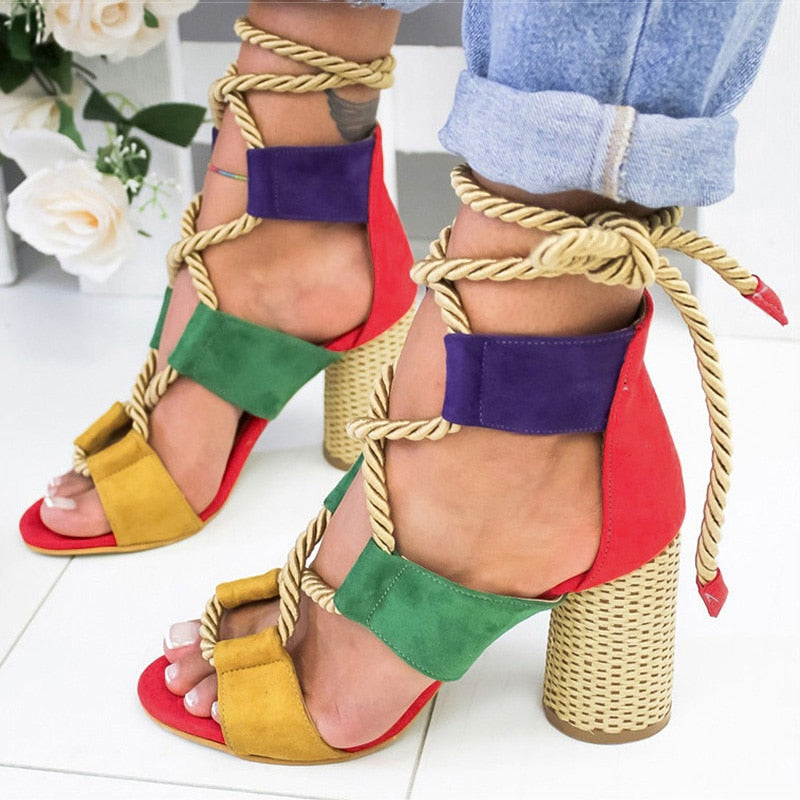 Frauen Pumps Sandalen Für Party, Hochzeit mit dicken Absätzen