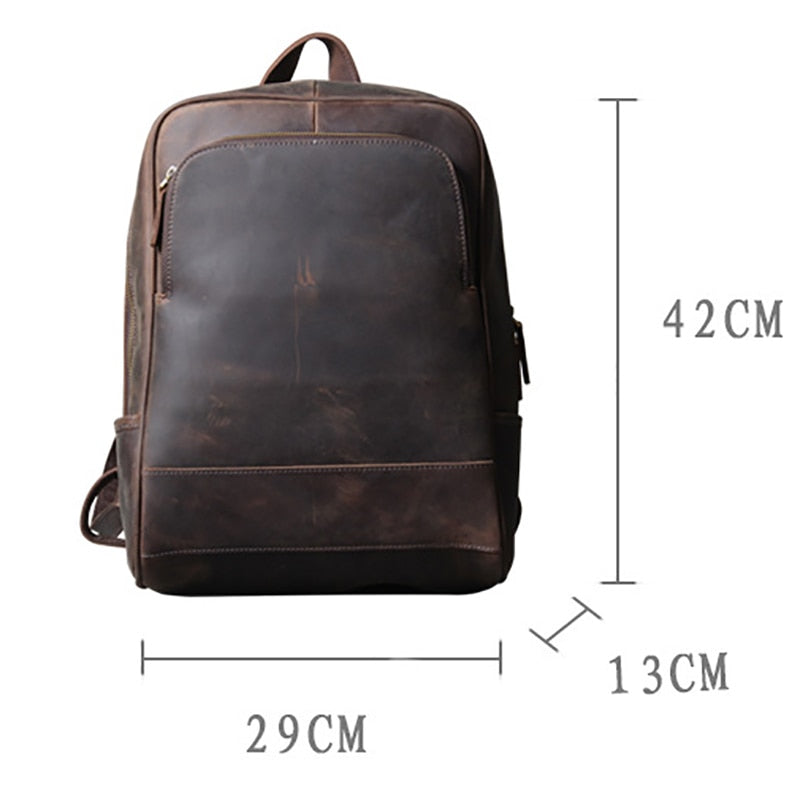 Retro Herren Head Rindsleder, Umhängetasche Leder handgefertigter Laptoprücksack
