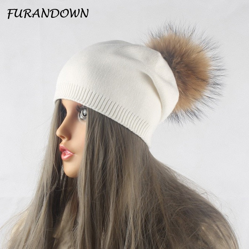 Frauen Wolle gestrickte Skullies Mützen, Lässige weibliche Kaschmirmütze