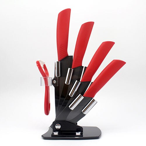 Hochwertige Keramikküchenmesser -Set, Schäler + Acryl-Halter / Stand Koch Küchenmesser